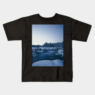 Winter Pabineau Falls River, New Brunswick Canada V1 Kids T-Shirt